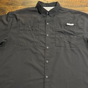 Columbia Men's Black Button-Down, Short-Sleeve Fishing Shirt-XL